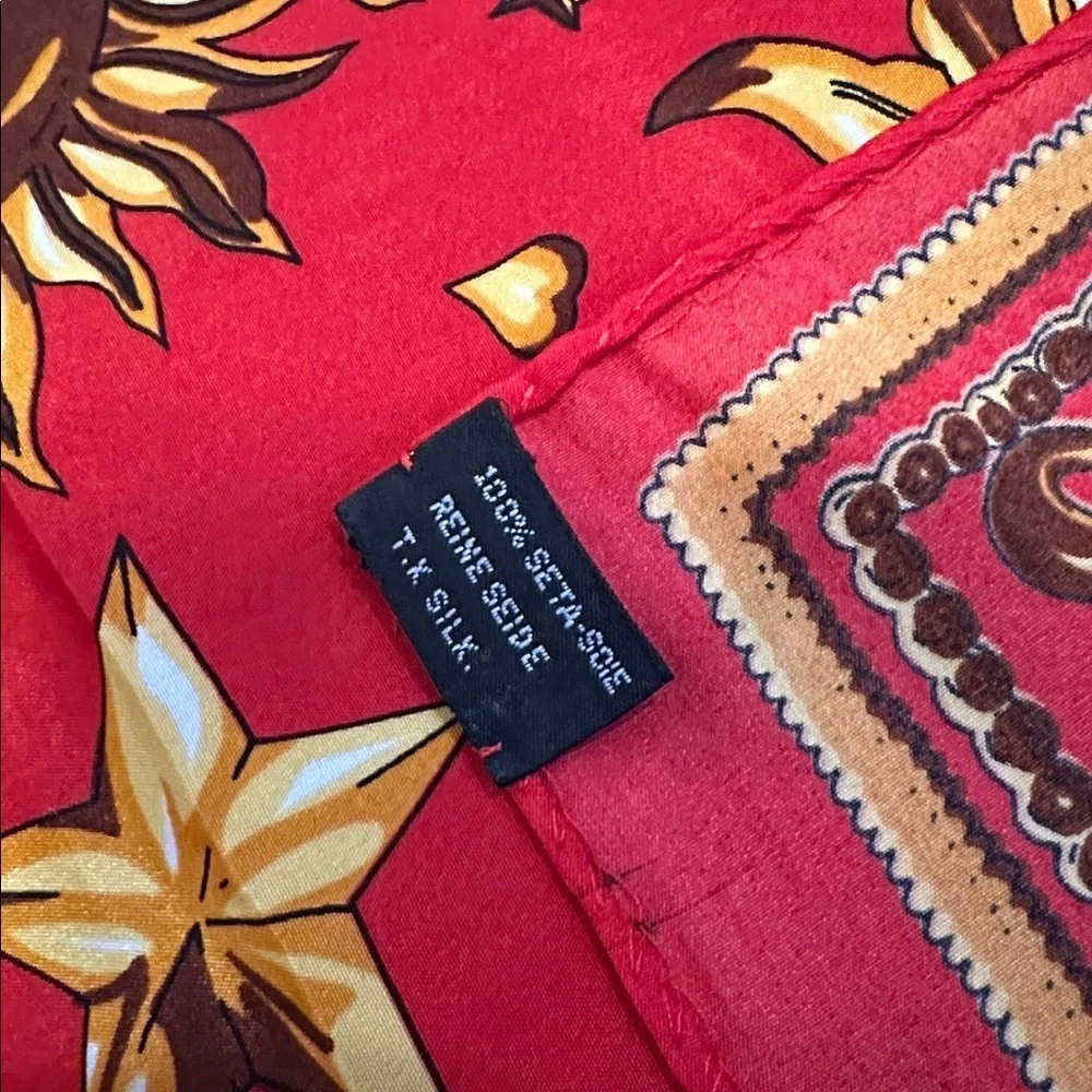 Silk Designer Zodiac Scarf Sun Moon Stars EUC 34 x 34